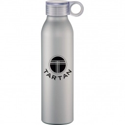 Silver - Matte Aluminum Custom Water Bottle w/ Carrying Loop - 22 oz