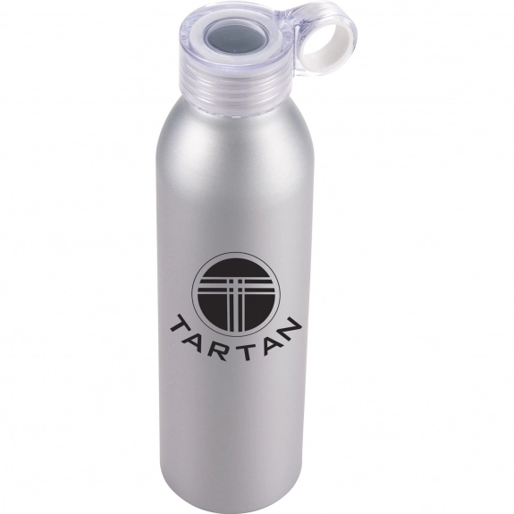 Clear Cap - Matte Aluminum Custom Water Bottle w/ Carrying Loop - 22 oz