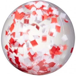 In Use Clear Confetti Custom Beach Ball - Red/Silver - 16"
