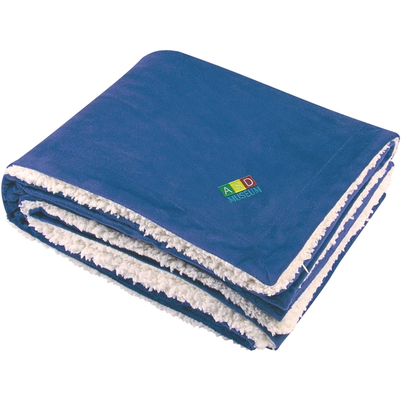 Royal Blue - Large Custom Logo Sherpa Blanket - 50" x 60"