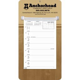 Butcher Block Faux Wood - Weekly Memo Custom Calendar - 7" x 13"
