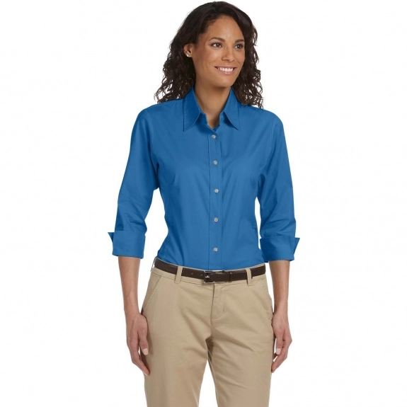 French Blue Devon & Jones 3/4 Sleeve Stretch Poplin Custom Dress Shirt