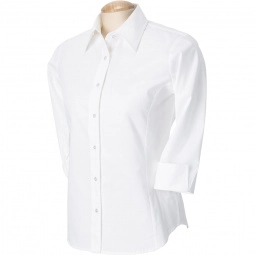 White Devon & Jones 3/4 Sleeve Stretch Poplin Custom Dress Shirt - Women's