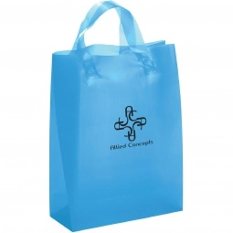 Blue Frosted Soft Loop Custom Shopping Bag - 8"w x 10"h x 4"d