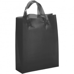 Black Frosted Soft Loop Custom Shopping Bag - 8"w x 10"h x 4"d