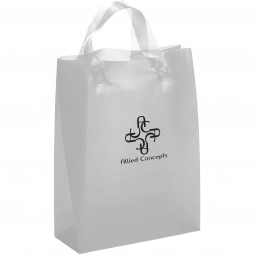 Silver Frosted Soft Loop Custom Shopping Bag - 8"w x 10"h x 4"d