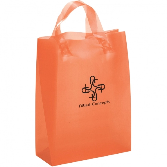 Tangerine Frosted Soft Loop Custom Shopping Bag - 8"w x 10"h x 4"d