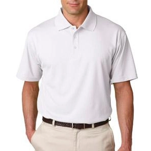 White UltraClub Cool & Dry Stain-Release Custom Polo Shirt