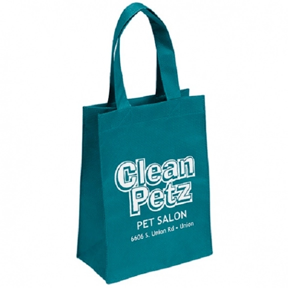 Teal Promotional Non-Woven Shopper Tote Bag - 8"w x 10"h x 4"d