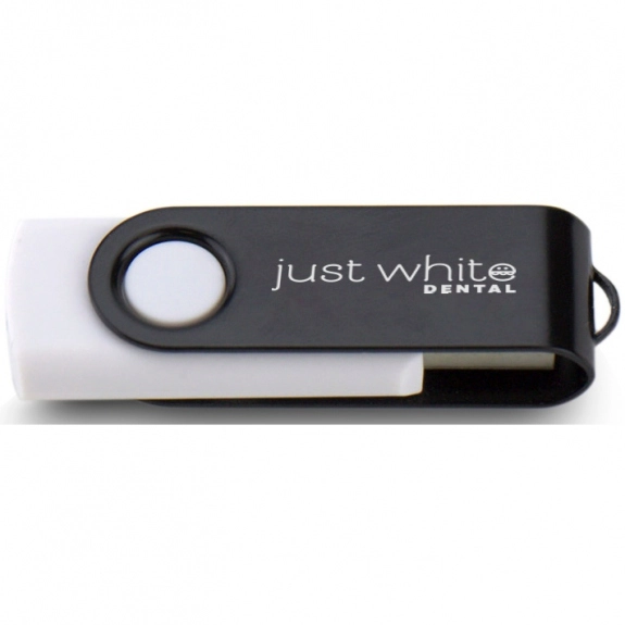 White/Black Printed Swing Custom USB Flash Drives - 16GB