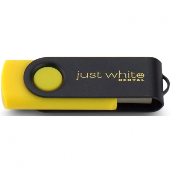 Yellow/Black Printed Swing Custom USB Flash Drives - 16GB