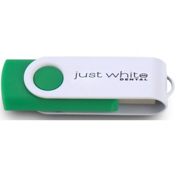 Green/White Printed Swing Custom USB Flash Drives - 16GB