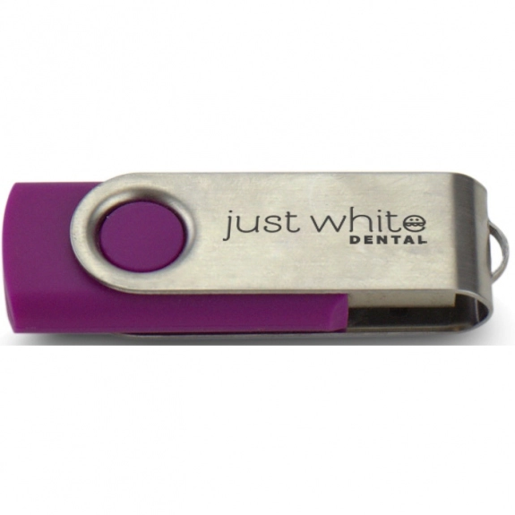 Purple/Silver Printed Swing Custom USB Flash Drives - 16GB