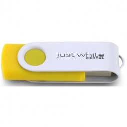 Yellow/White Printed Swing Custom USB Flash Drives - 16GB