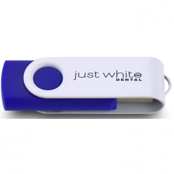Blue/White Printed Swing Custom USB Flash Drives - 16GB