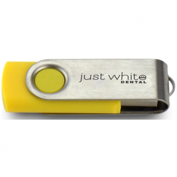Yellow/Silver Printed Swing Custom USB Flash Drives - 16GB