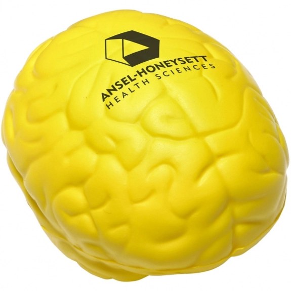Yellow Brain Shaped Custom Stress Balls