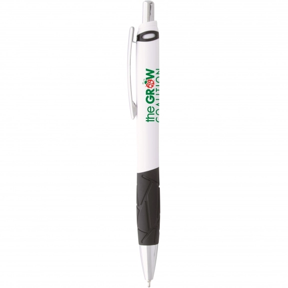 Black - Retractable Custom Pen w/ Textured Rubber Grip
