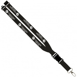 Black Polyester Lanyard with Side Buckle Release - 1"