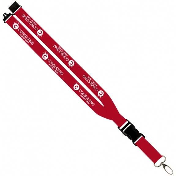 Red Polyester Lanyard with Side Buckle Release - 1"