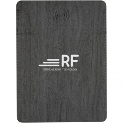Gray - Woodtone Qi Wireless Charging Custom Mouse Pad with Phone Stand