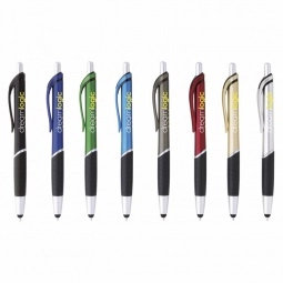 Retractable Promotional Stylus Pen w/ Rubber Grip