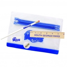 Blue Promotional Classic School Kit w/ Case, Pencil & Ruler