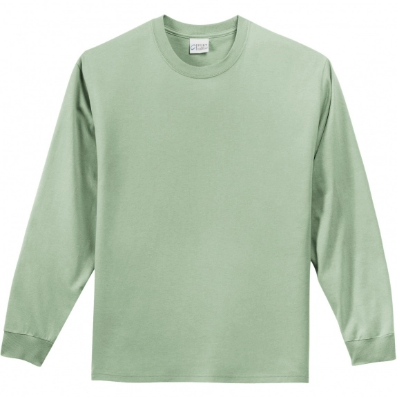 Stonewashed Green Port & Company Long Sleeve Essential Logo T-Shirt - Color