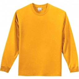 Gold Port & Company Long Sleeve Essential Logo T-Shirt 
