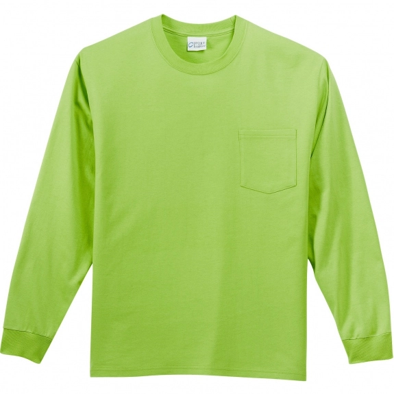Lime Port & Company Long Sleeve Essential Logo T-Shirt 