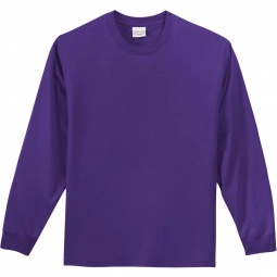Purple Port & Company Long Sleeve Essential Logo T-Shirt 