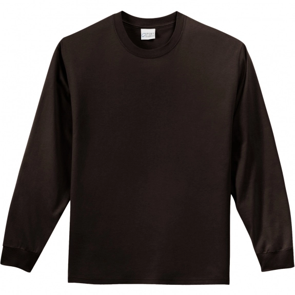 Brown Port & Company Long Sleeve Essential Logo T-Shirt 