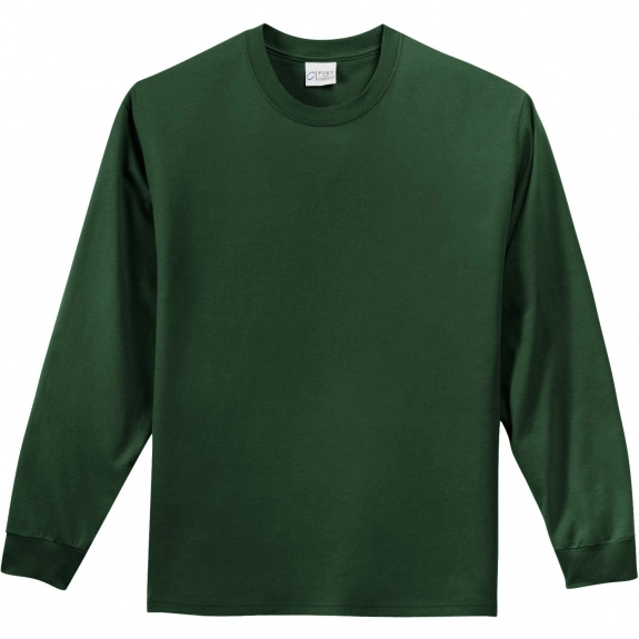 DArk GreenPort & Company Long Sleeve Essential Logo T-Shirt 