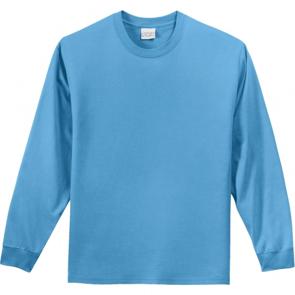 Aquatic Blue Port & Company Long Sleeve Essential Logo T-Shirt - Colors