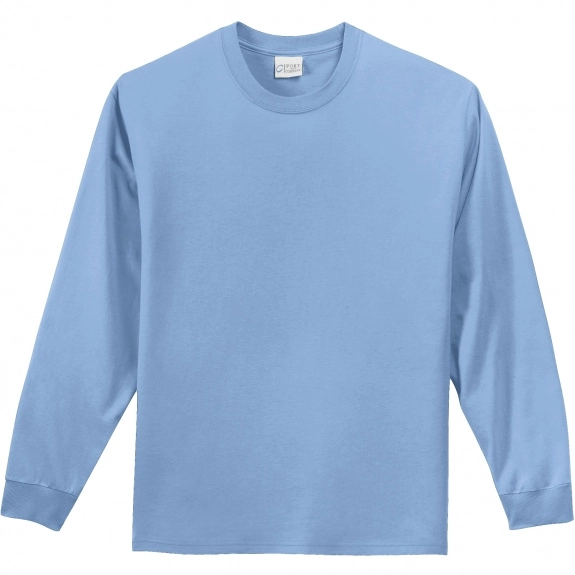 Light Blue Port & Company Long Sleeve Essential Logo T-Shirt - Colors