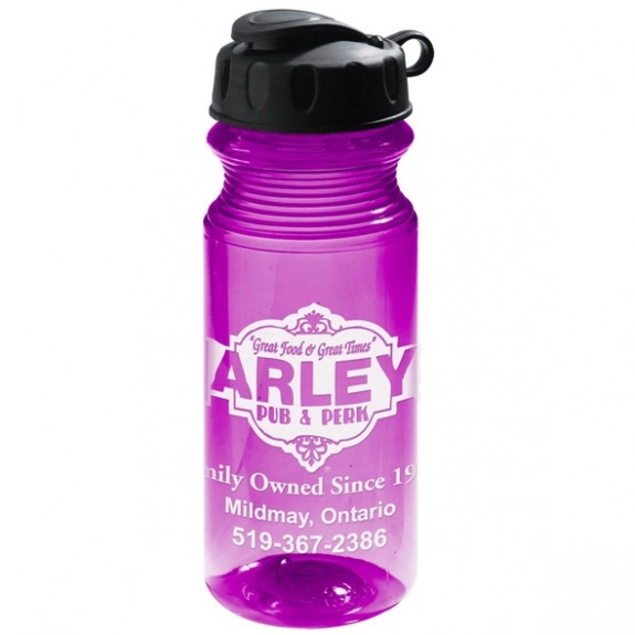 Translucent Purple Flip & Sip BPA-Free Imprinted Sports Bottle