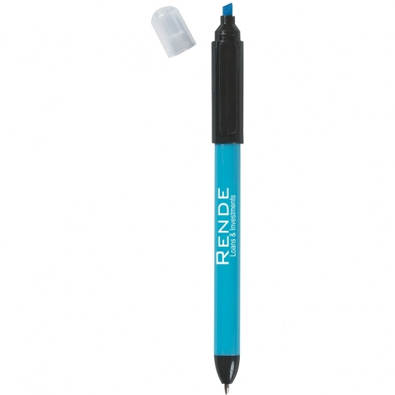 Blue Dual Ballpoint Custom Pen & Promotional Highlighter