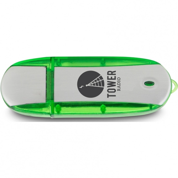 Green Oblong Translucent Accent Imprinted USB Drive - 16GB 