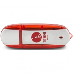 Red Oblong Translucent Accent Imprinted USB Drive - 16GB 