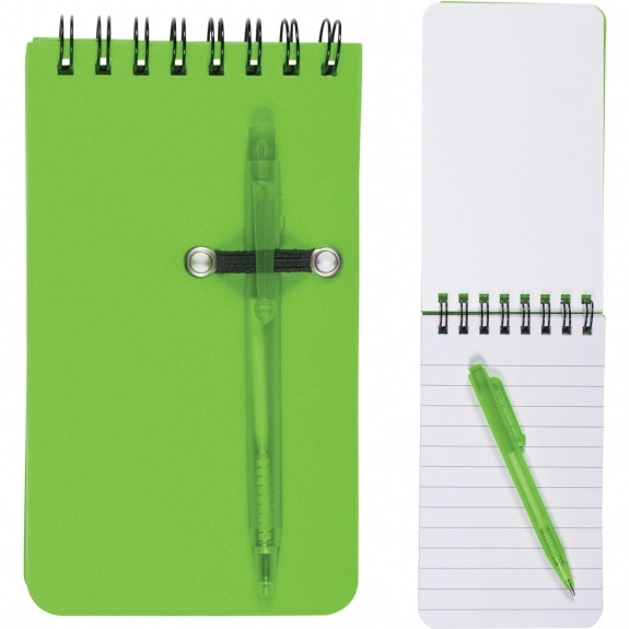 Lime Green Budget Friendly Logo Jotter w/Pen 