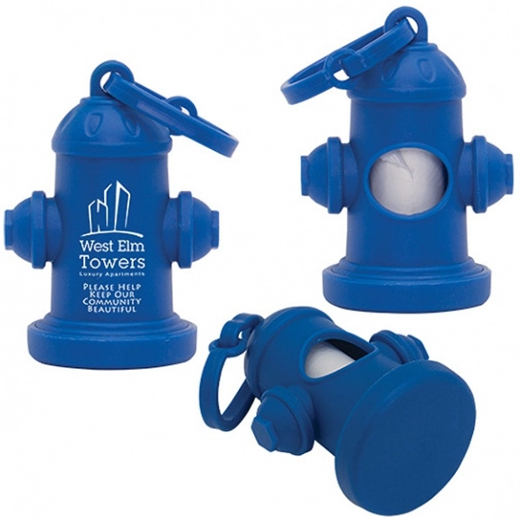 Blue Pet Waste Bags w/ Fire Hydrant Promo Dispenser