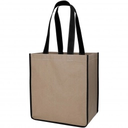 Black - Two-Tone Kraft Custom Tote Bag - 12.5"w x 14"h x 8.5"d