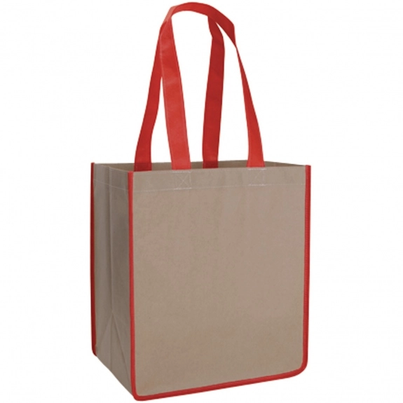 Red - Two-Tone Kraft Custom Tote Bag - 12.5"w x 14"h x 8.5"d