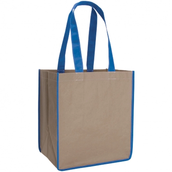 Royal Blue - Two-Tone Kraft Custom Tote Bag - 12.5"w x 14"h x 8.5"d