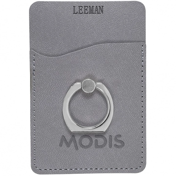 Gray LEEMAN NYC Custom Cell Phone Wallet w/ Ring Phone Stand