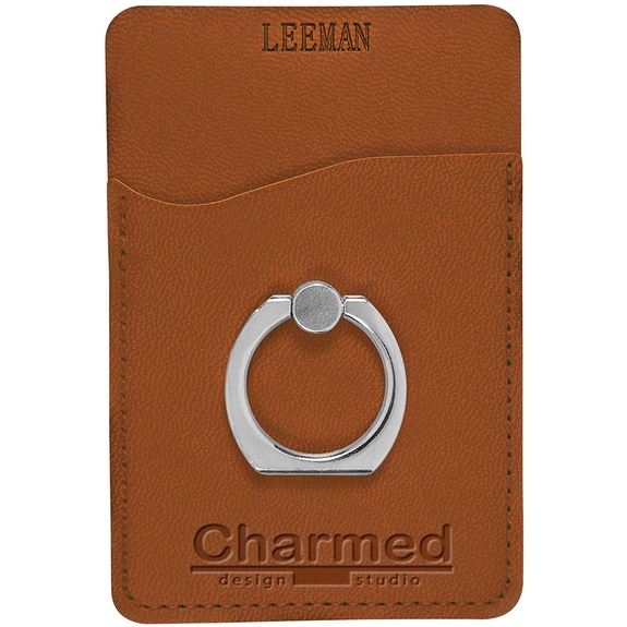 Tan LEEMAN NYC Tuscany Custom Cell Phone Wallet w/ Ring Phone Stand