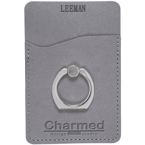 Gray LEEMAN NYC Tuscany Custom Cell Phone Wallet w/ Ring Phone Stand