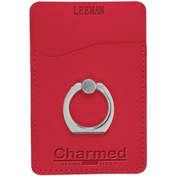 Red LEEMAN NYC Tuscany Custom Cell Phone Wallet w/ Ring Phone Stand