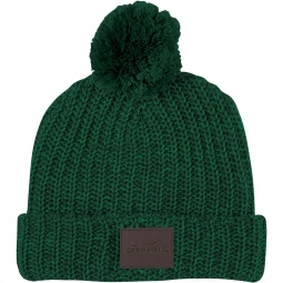 Natural / Forest Green - Two-Tone Pom Custom Beanie with Cuff