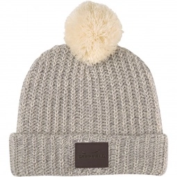 Natural / Gray - Two-Tone Pom Custom Beanie with Cuff